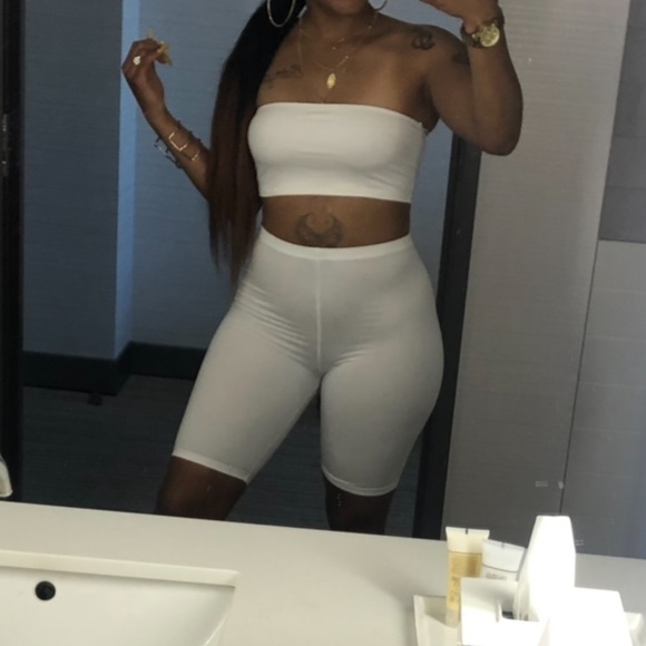 Pick any 2 for $25 (White biker short set) - Picture 1 of 3